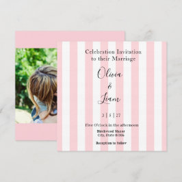 Invitación de Boda Rosa y Blanca con Raya Foto 