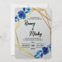 Invitación de Boda Rosas Azules Alegres