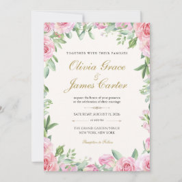 Invitación de Boda Rosas Rosadas | Floral Editable