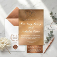 Invitación de Boda Rose Gold Marco de Corazón de E