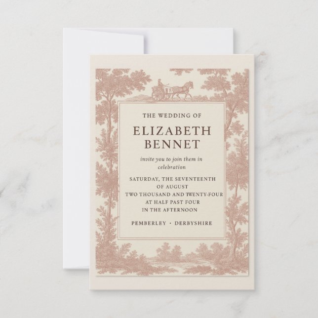 Invitación de boda Rose Toile – Ele Elegancia de F (Anverso)
