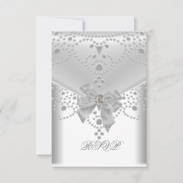Invitación de Boda RSVP a plata blanca (Anverso)