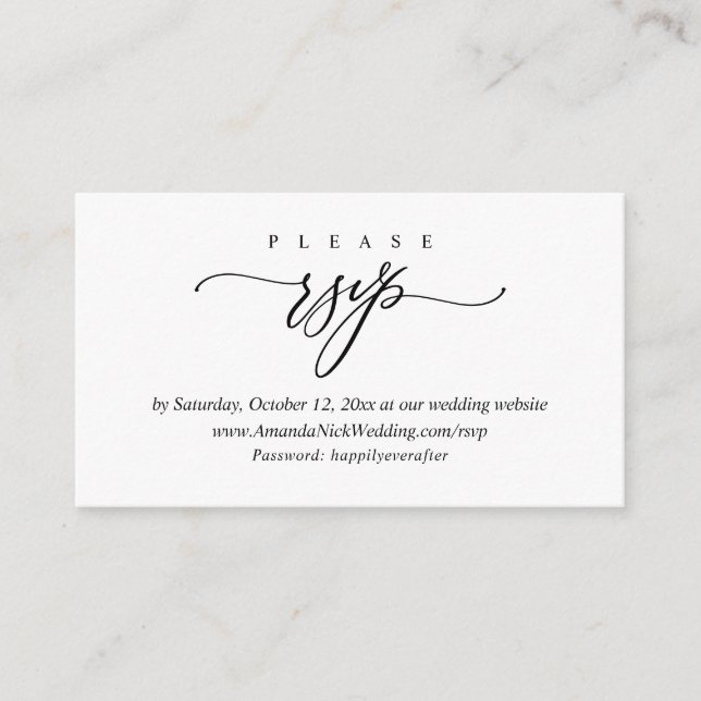 Invitación de boda RSVP en línea, tarjeta de escri (Anverso)