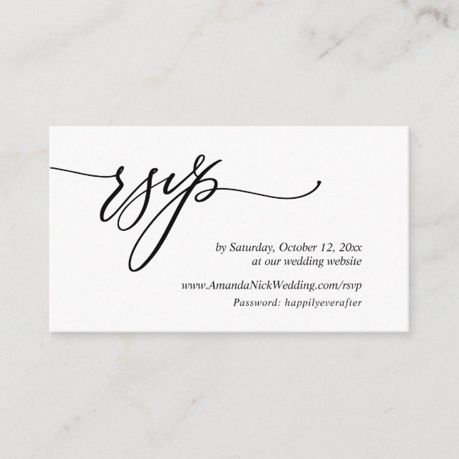 Invitación de boda RSVP en línea, tarjeta de escri (Anverso)