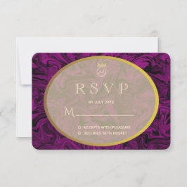 Invitación de boda RSVP lujo púrpura y dorado
