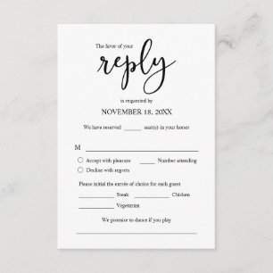 Invitación de boda RSVP Responder, opción de comid