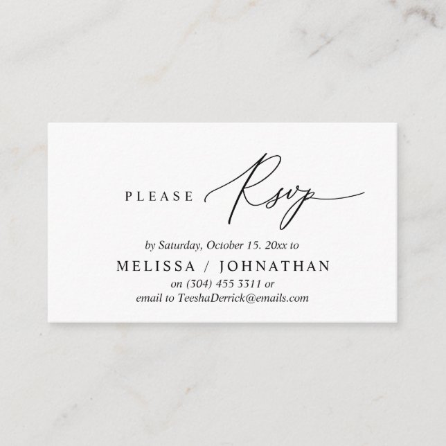 Invitación de Boda RSVP romántica moderna a cenar (Anverso)