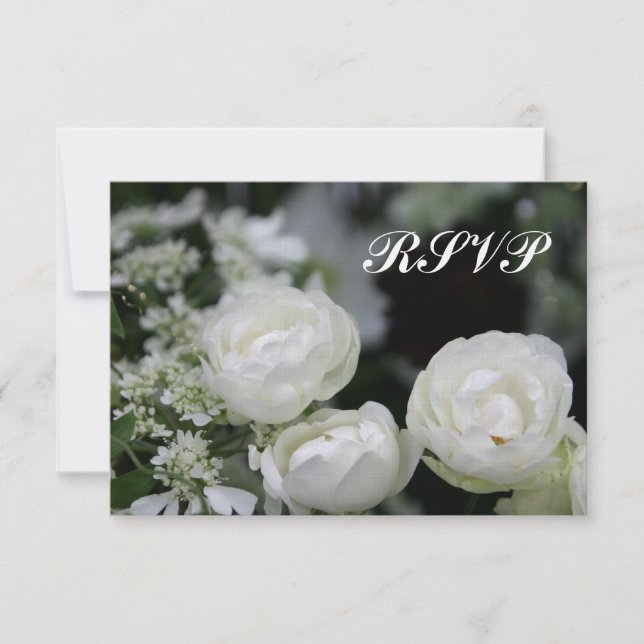 Invitación de boda RSVP Rosas Blancas (Anverso)