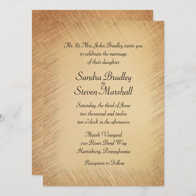 Invitación de boda rústica (Anverso / Reverso)