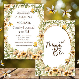 Invitación de boda rústica amarilla Meant to Bee