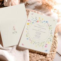 Invitación de boda rústica boho de flores silvestr