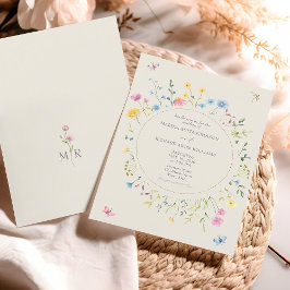 Invitación de boda rústica boho de flores silvestr