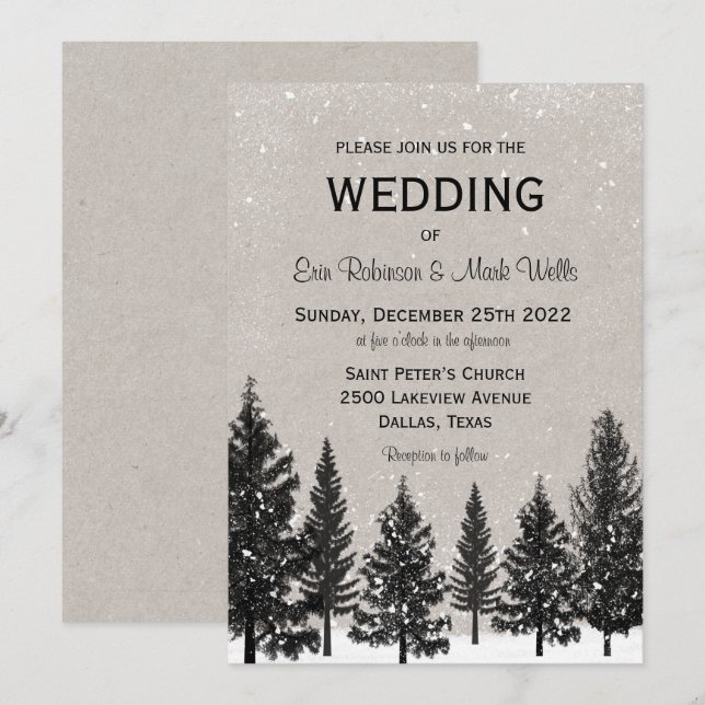 Invitación de Boda Rústica Boscosa de Montaña (Anverso / Reverso)
