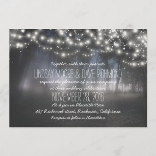 invitación de boda rústica brillante con luces de 