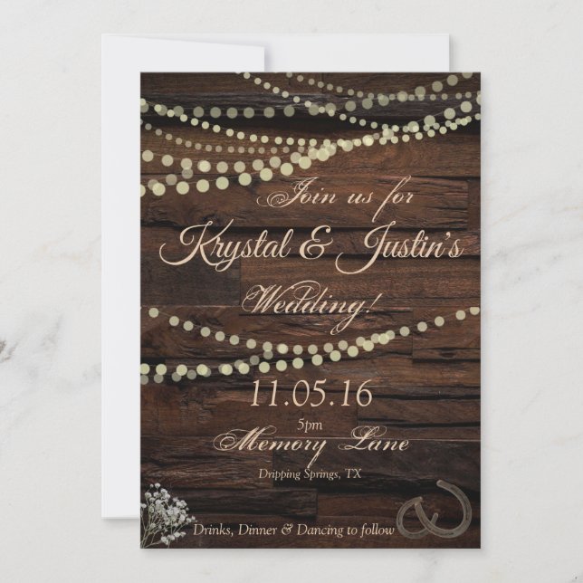 Invitación de Boda Rústica con Aliento de Bebé (Anverso)