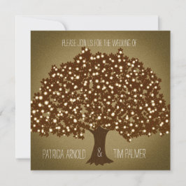 Invitación de boda rústica con árbol iluminado vin