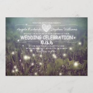 invitación de boda rústica con cuerdas de luces