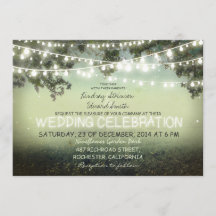 invitación de boda rústica con cuerdas de luces