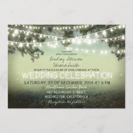 invitación de boda rústica con cuerdas de luces