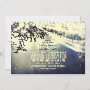 invitación de boda rústica con cuerdas de luces