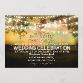 invitación de boda rústica con cuerdas de luces