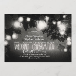 invitación de boda rústica con cuerdas de luces