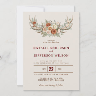 Invitación de Boda Rústica con Diseño Floral de As