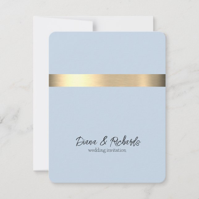 Invitación de boda rústica con foil dorado y cielo (Anverso)