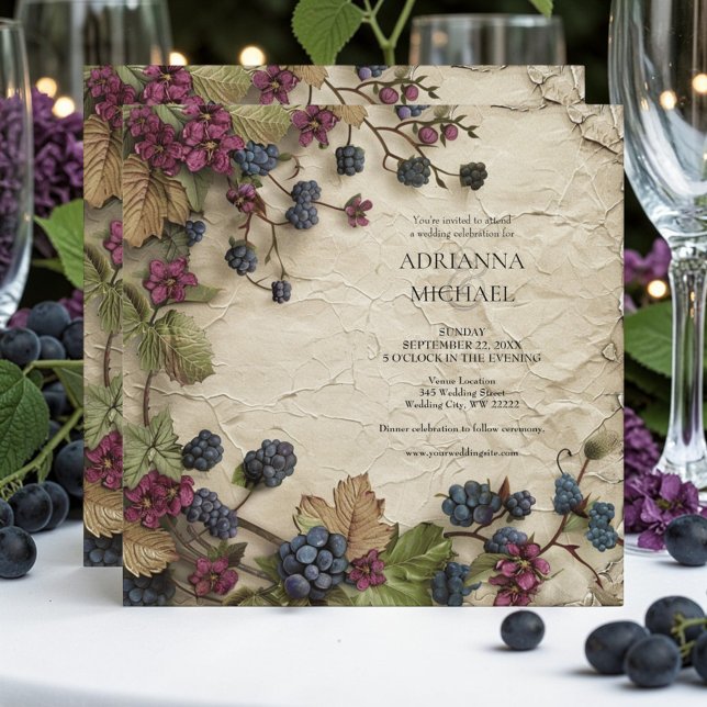 Invitación de boda rústica con follaje de primaver (Subido por el creador)