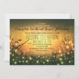 invitación de boda rústica con luces de jardín