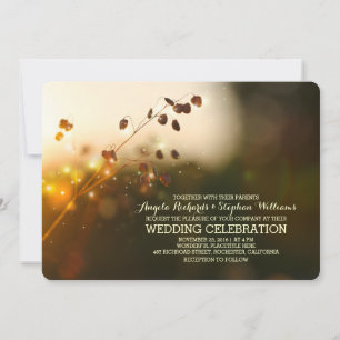 invitación de boda rústica con luz nocturna
