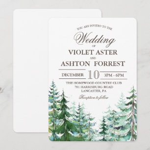 Invitación de boda rústica de abeto