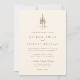 Invitación de boda rústica de árbol de oro moderno