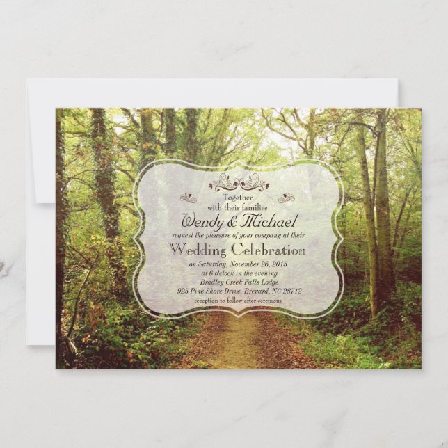 Invitación de boda rústica de bosque (Anverso)