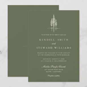 Invitación de boda rústica de bosque con árbol ver