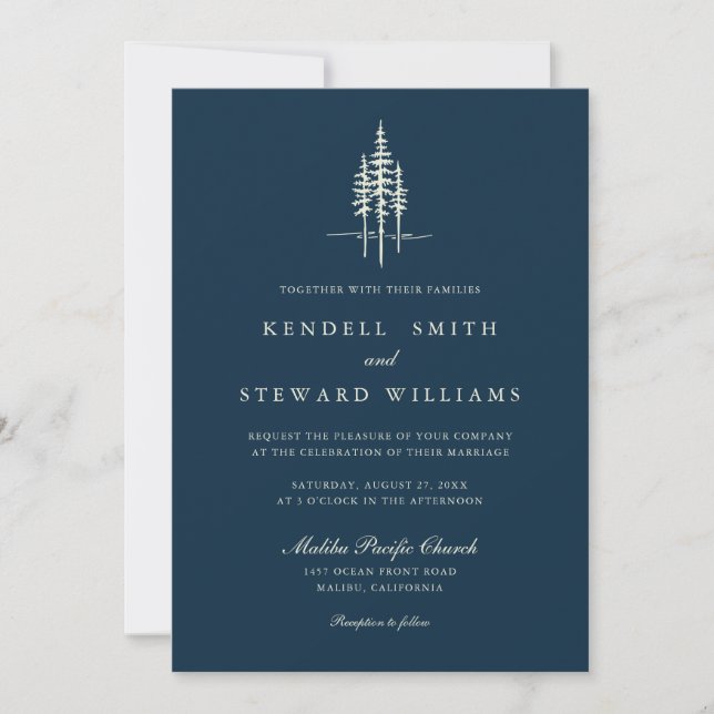 Invitación de Boda Rústica de Bosque de Árbol Mode (Anverso)