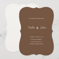 Invitación de boda rústica de café marrón