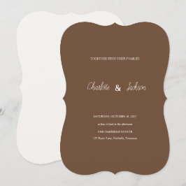 Invitación de boda rústica de café marrón