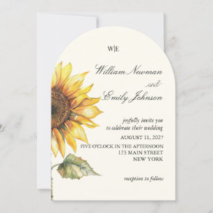 Invitación de boda rústica de girasol elegante