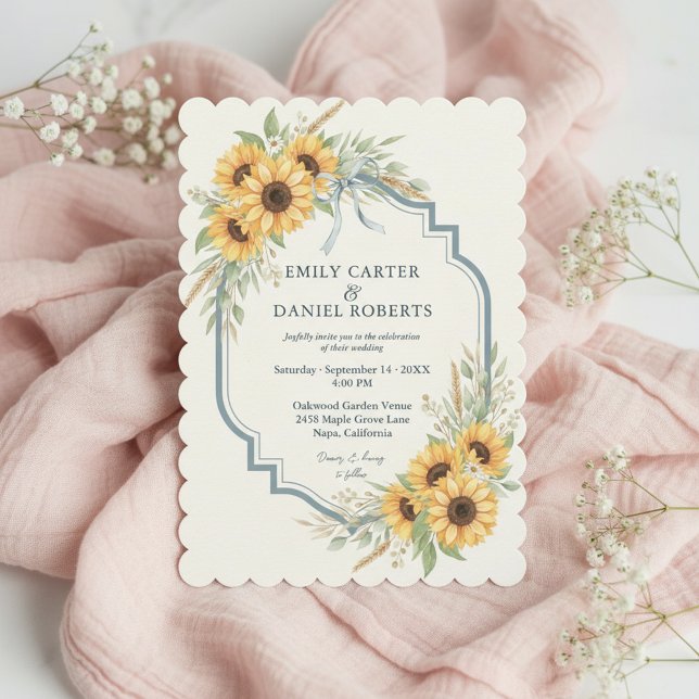 Invitación de boda rústica de girasol floral (Elegant rustic wedding invitation with sunflower florals 🌻)