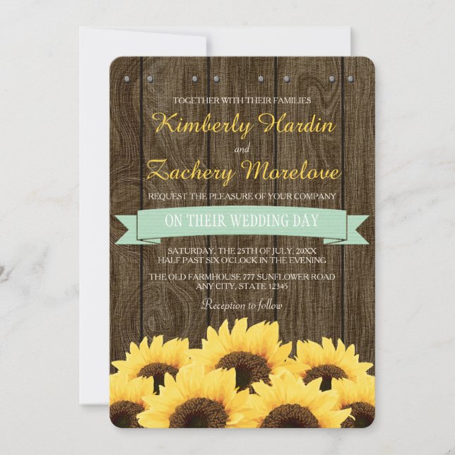 INVITACIÓN DE BODA RÚSTICA DE LA BODA DE LA BODA (Anverso)