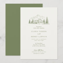 Invitación de boda rústica de la montaña Sage
