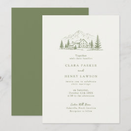 Invitación de boda rústica de la montaña Sage