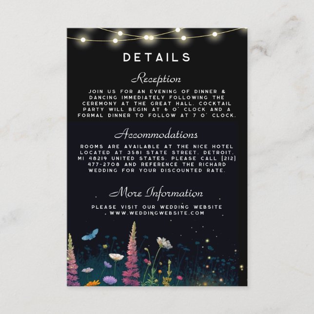 Invitación de Boda Rústica de Luciérnaga Elegante (Anverso)