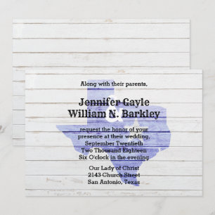 Invitación de boda rústica de madera del estado de