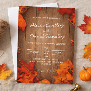 Invitación de boda rústica de otoño