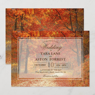 Invitación de boda rústica de otoño de árbol