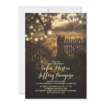 invitación de boda rústica de países con luces de