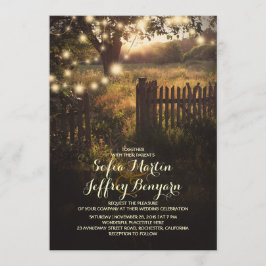 invitación de boda rústica de países con luces de