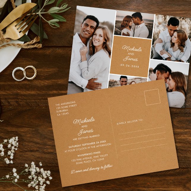 Invitación de Boda Rústica de Papel Kraft Falso co (Subido por el creador)